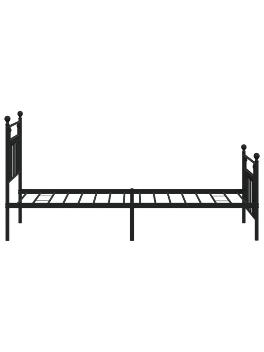 Kovový rám postele s hlavovým a nožním čelem černý 90 x 200 cm