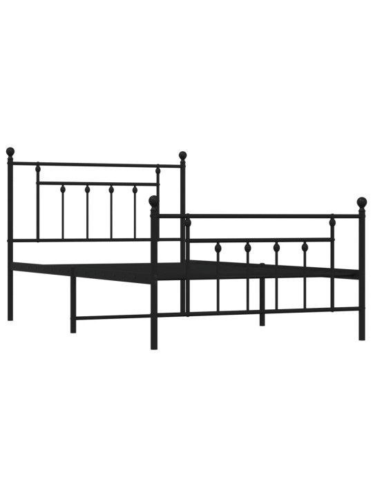 Kovový rám postele s hlavovým a nožním čelem černý 107 x 203 cm