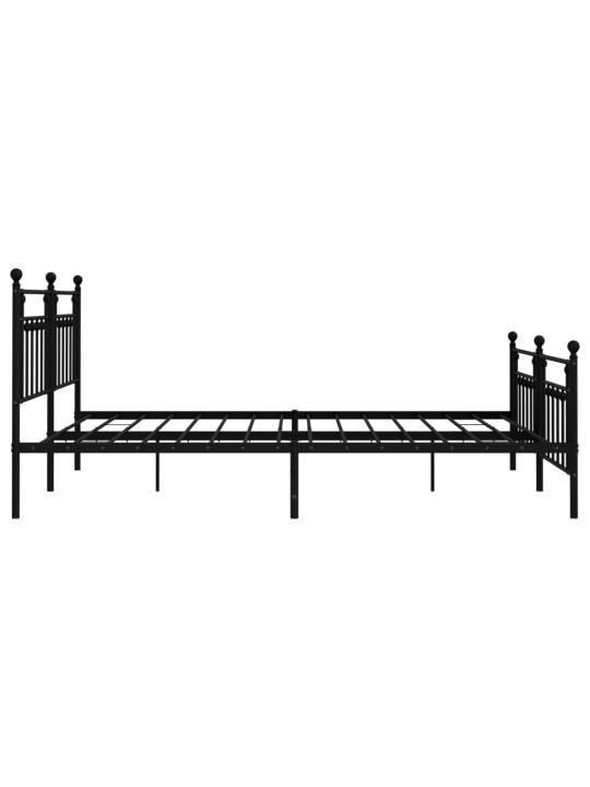 Kovový rám postele s hlavovým a nožním čelem černý 200 x 200 cm