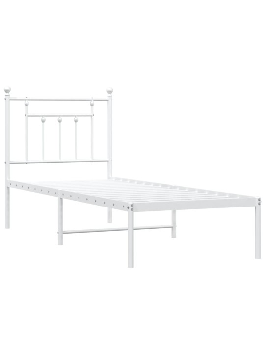 Kovový rám postele bez matrace s čelem bílý 75 x 190 cm