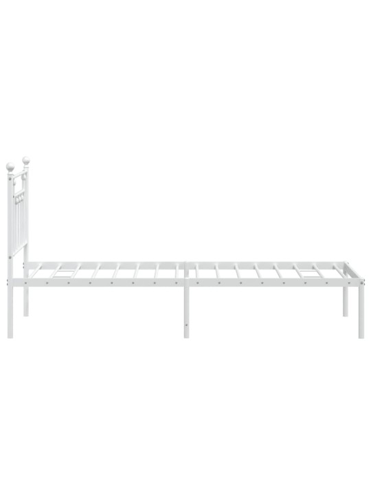 Kovový rám postele bez matrace s čelem bílý 75 x 190 cm