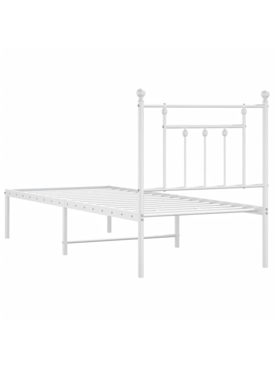 Kovový rám postele bez matrace s čelem bílý 75 x 190 cm