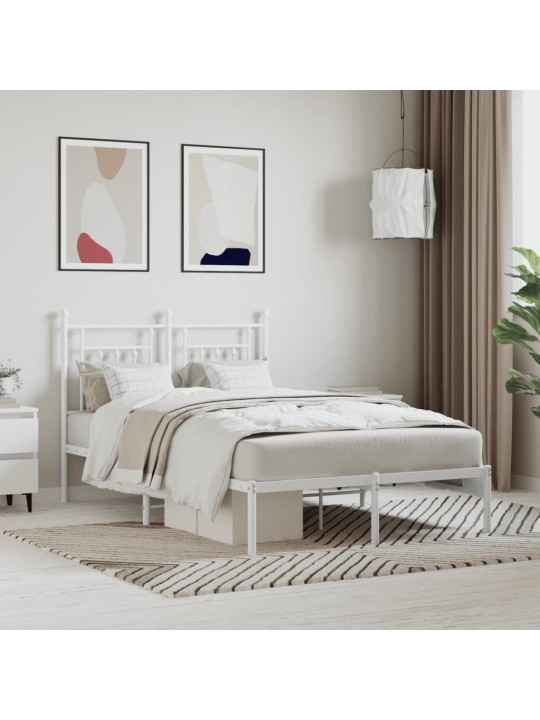 Kovový rám postele s čelem bílý 120 x 200 cm