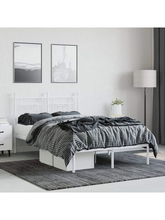 Kovový rám postele s čelem bílý 135 x 190 cm