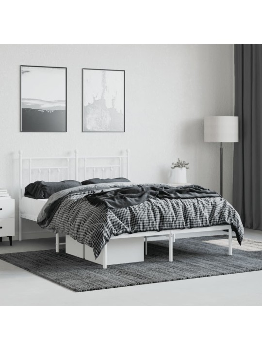 Kovový rám postele s čelem bílý 150 x 200 cm
