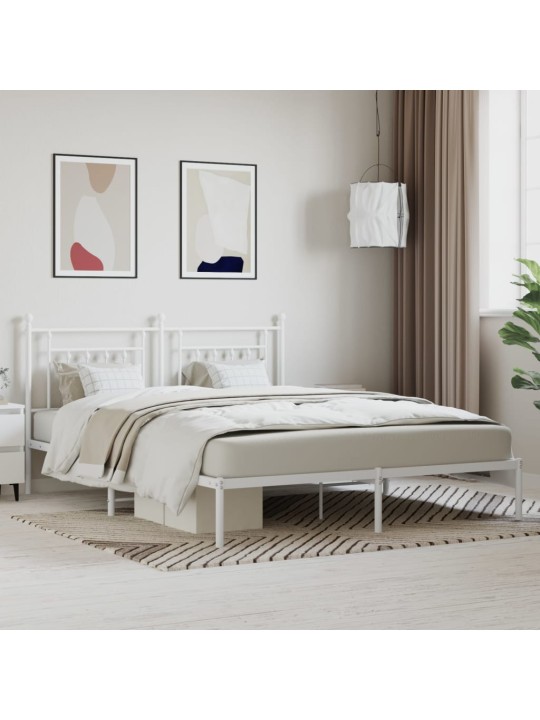 Kovový rám postele s čelem bílý 180 x 200 cm