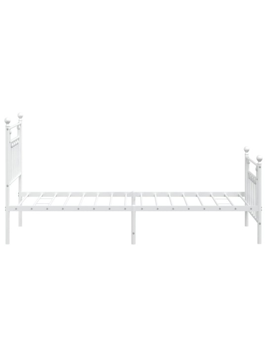 Kovový rám postele s hlavovým a nožním čelem bílý 90 x 200 cm