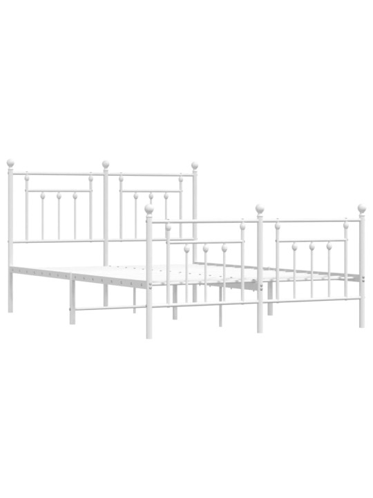Kovový rám postele s hlavovým a nožním čelem bílý 140 x 200 cm