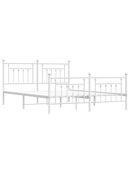 Kovový rám postele s hlavovým a nožním čelem bílý 160 x 200 cm