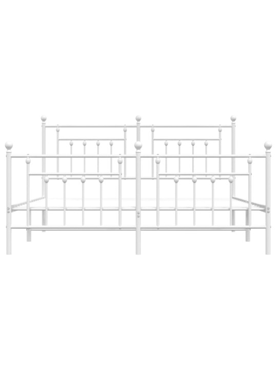Kovový rám postele s hlavovým a nožním čelem bílý 160 x 200 cm