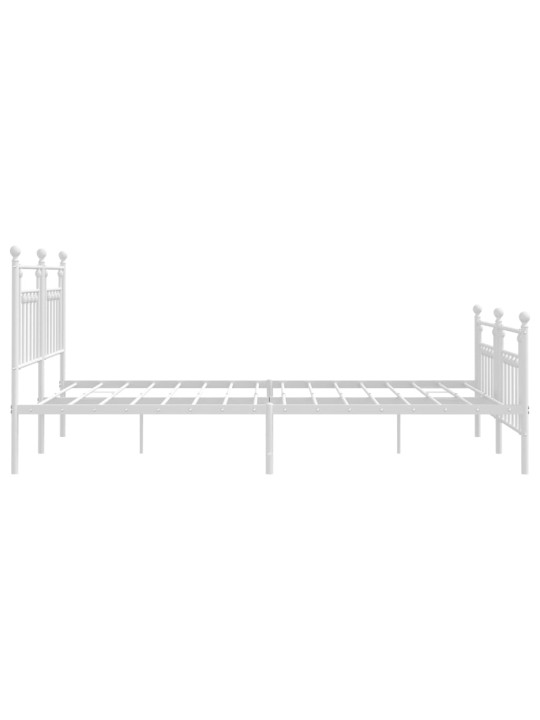 Kovový rám postele s hlavovým a nožním čelem bílý 160 x 200 cm