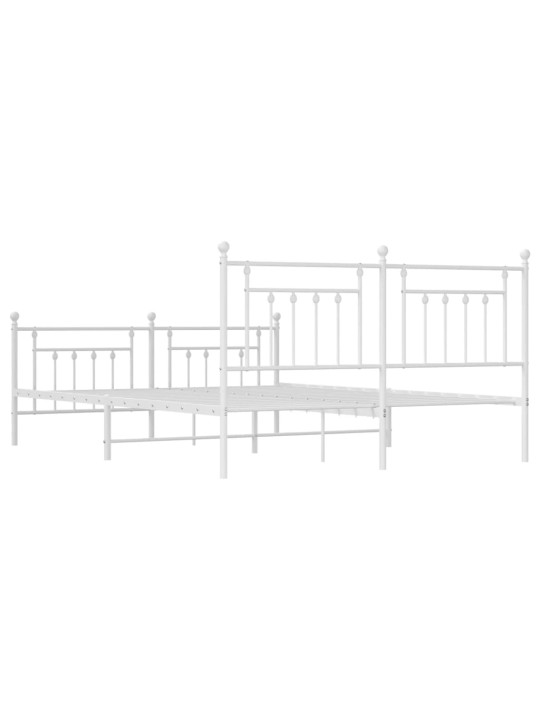 Kovový rám postele s hlavovým a nožním čelem bílý 160 x 200 cm