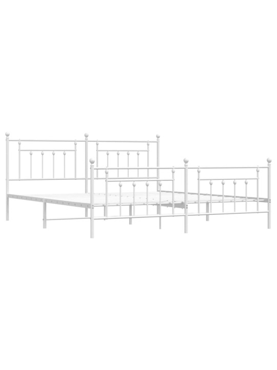 Kovový rám postele s hlavovým a nožním čelem bílý 200 x 200 cm