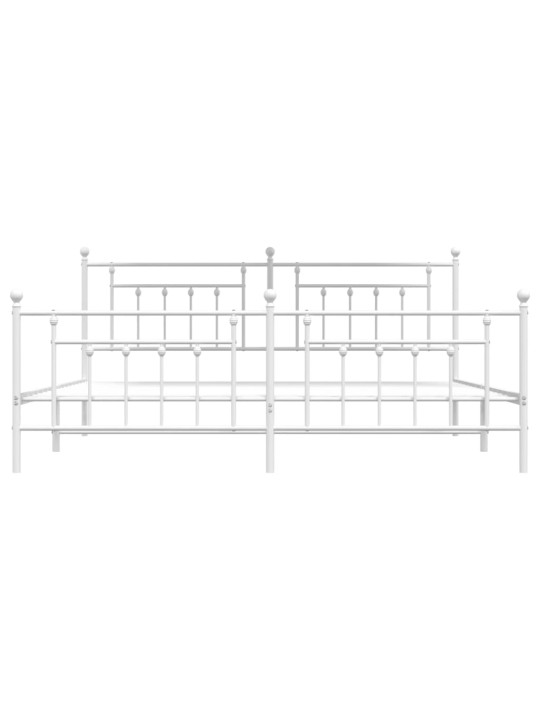 Kovový rám postele s hlavovým a nožním čelem bílý 200 x 200 cm