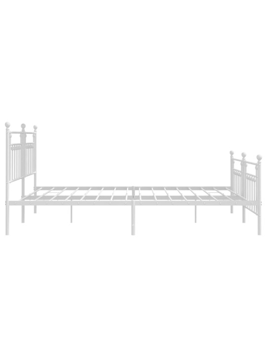 Kovový rám postele s hlavovým a nožním čelem bílý 200 x 200 cm
