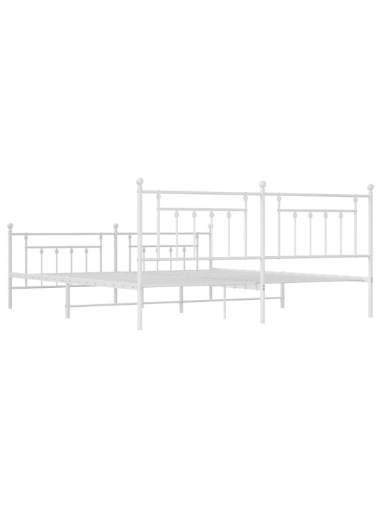 Kovový rám postele s hlavovým a nožním čelem bílý 200 x 200 cm