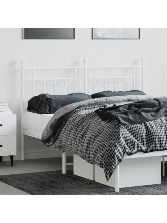 Kovové čelo postele bílé 150 cm