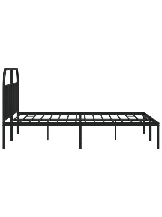 Kovový rám postele s čelem černý 180 x 200 cm
