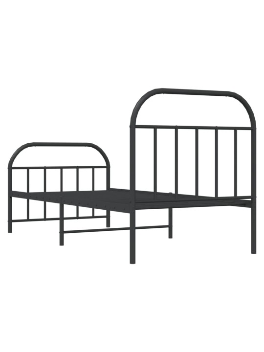 Kovový rám postele s hlavovým a nožním čelem černý 80 x 200 cm