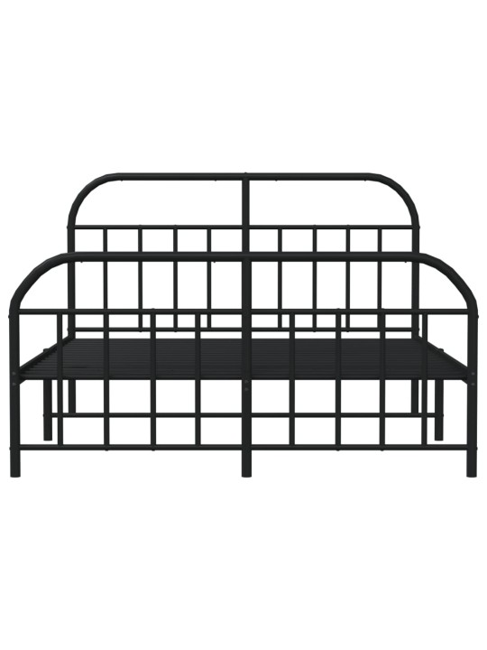 Kovový rám postele s hlavovým a nožním čelem černý 150 x 200 cm