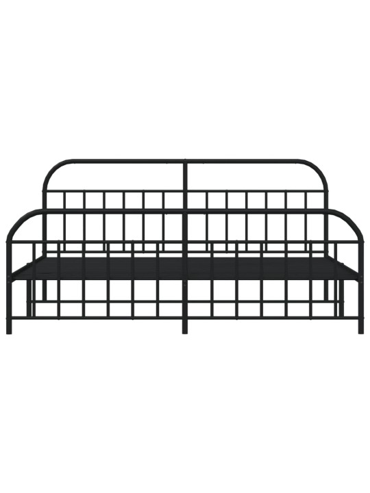 Kovový rám postele s hlavovým a nožním čelem černý 200 x 200 cm