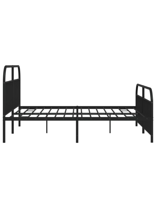 Kovový rám postele s hlavovým a nožním čelem černý 200 x 200 cm