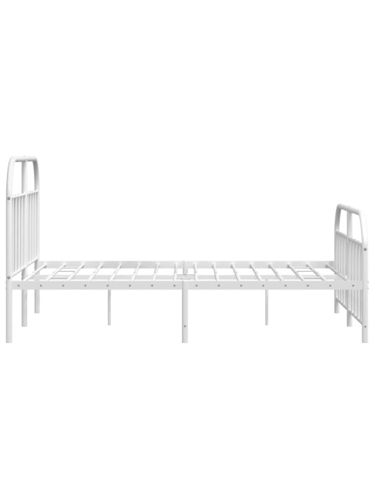 Kovový rám postele s hlavovým a nožním čelem bílý 150 x 200 cm