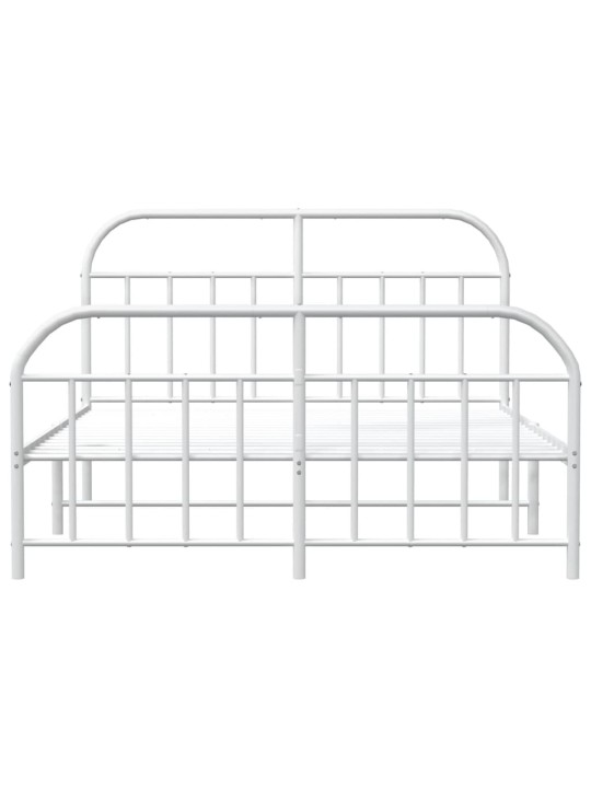 Kovový rám postele s hlavovým a nožním čelem bílý 160 x 200 cm