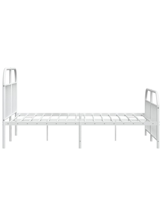 Kovový rám postele s hlavovým a nožním čelem bílý 160 x 200 cm