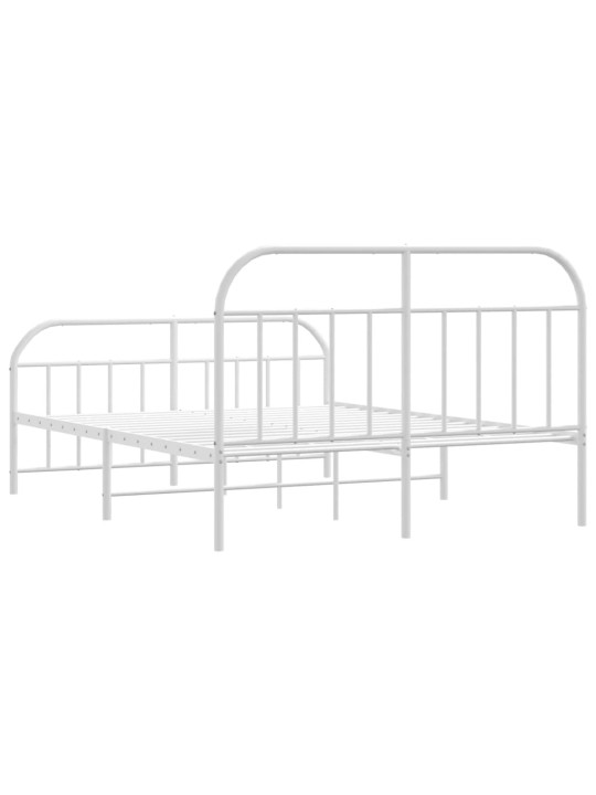 Kovový rám postele s hlavovým a nožním čelem bílý 160 x 200 cm