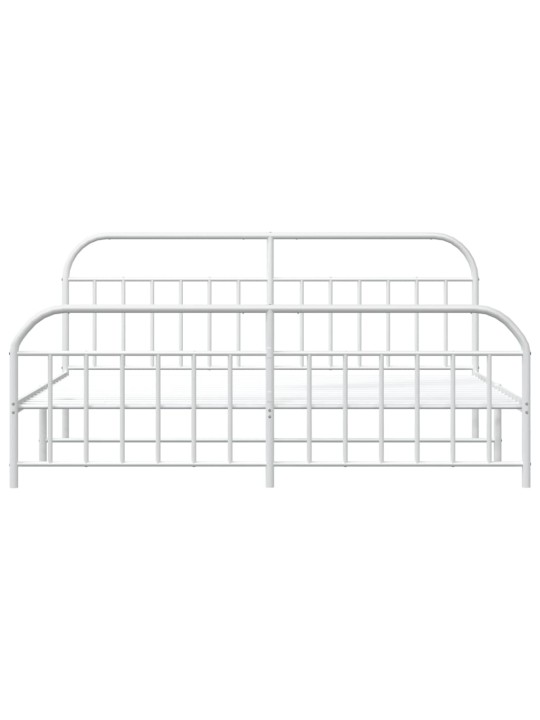 Kovový rám postele s hlavovým a nožním čelem bílý 200 x 200 cm