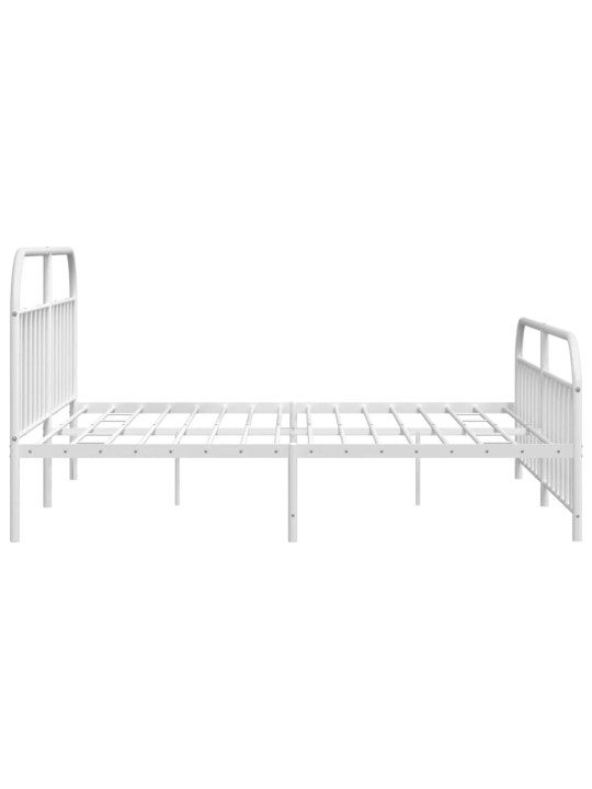 Kovový rám postele s hlavovým a nožním čelem bílý 200 x 200 cm