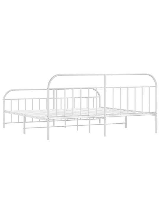 Kovový rám postele s hlavovým a nožním čelem bílý 200 x 200 cm