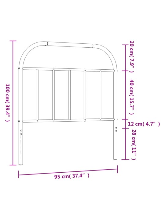Kovové čelo postele bílé 90 cm