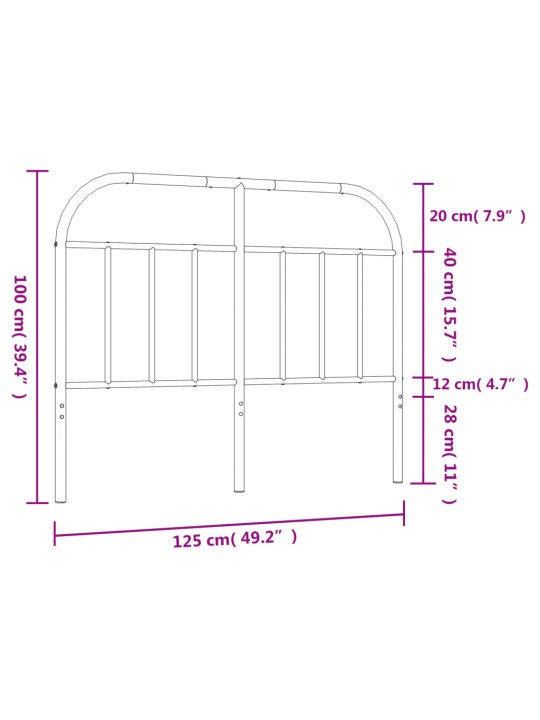 Kovové čelo postele bílé 120 cm