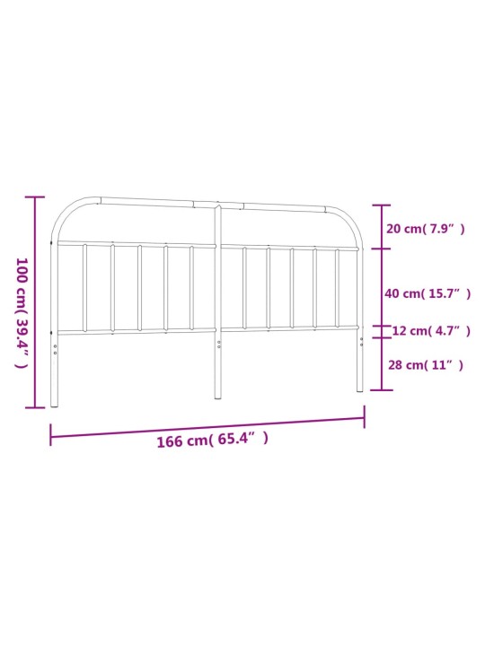 Kovové čelo postele bílé 160 cm