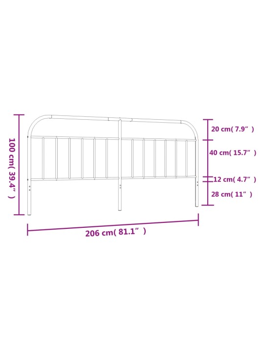 Kovové čelo postele bílé 200 cm