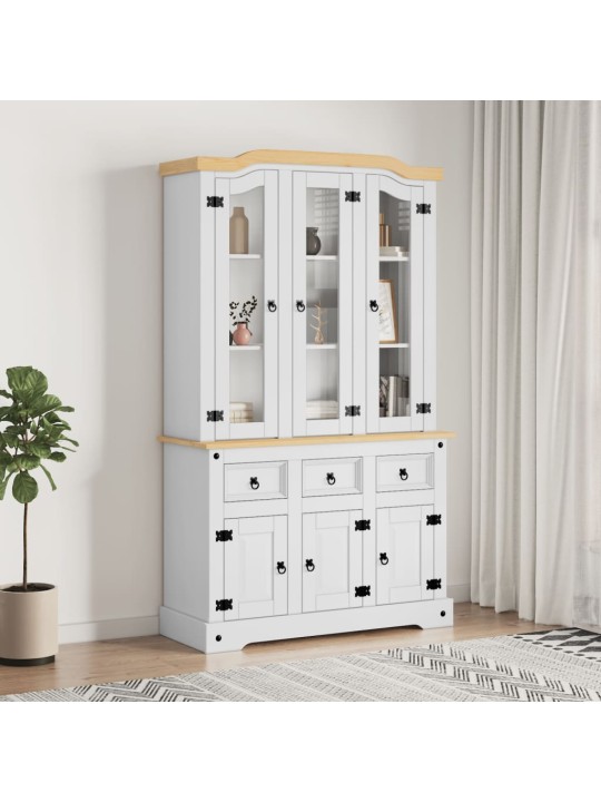 Kredenc Corona bílý 112 x 43 x 196 cm masivní mexická borovice