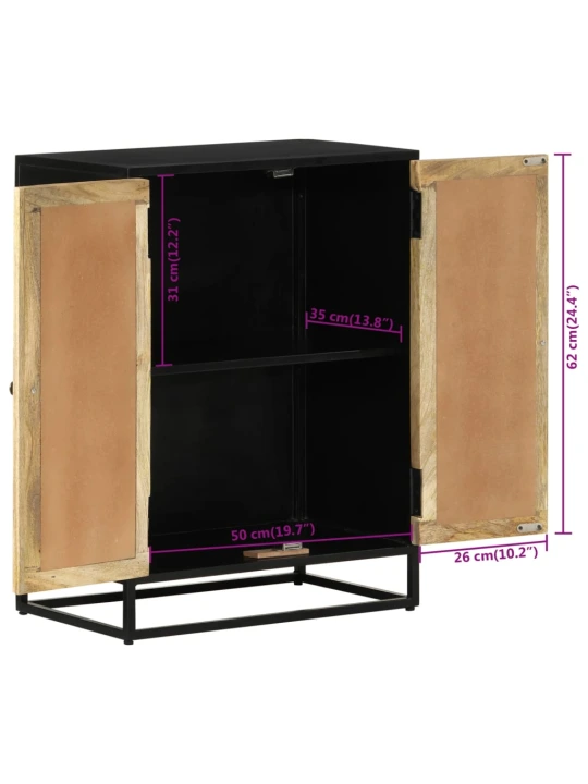 Příborník se 2 dvířky 55x35x75 cm masivní mangovník a železo