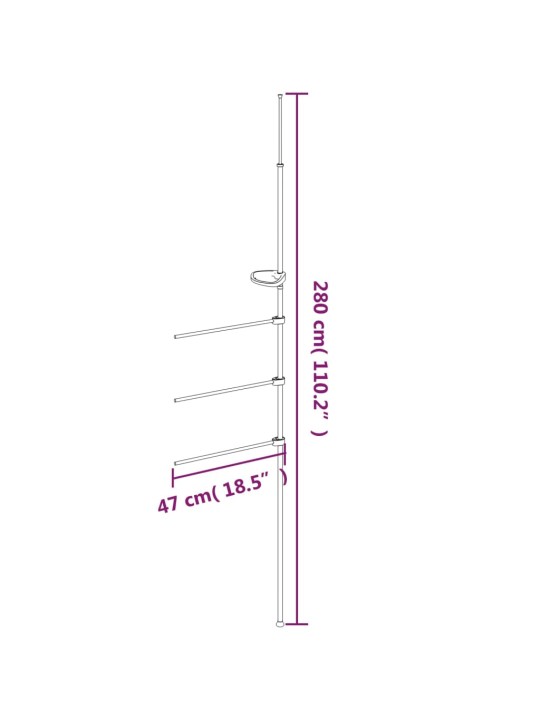 Držák na ručníky 47 x 280 cm hliník