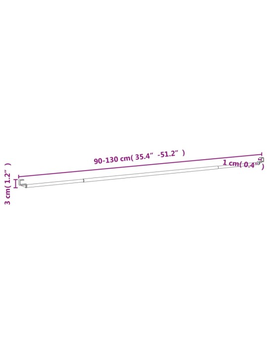 Tyče na závěsy 2 ks bílé a stříbrné 90–130 cm hliník