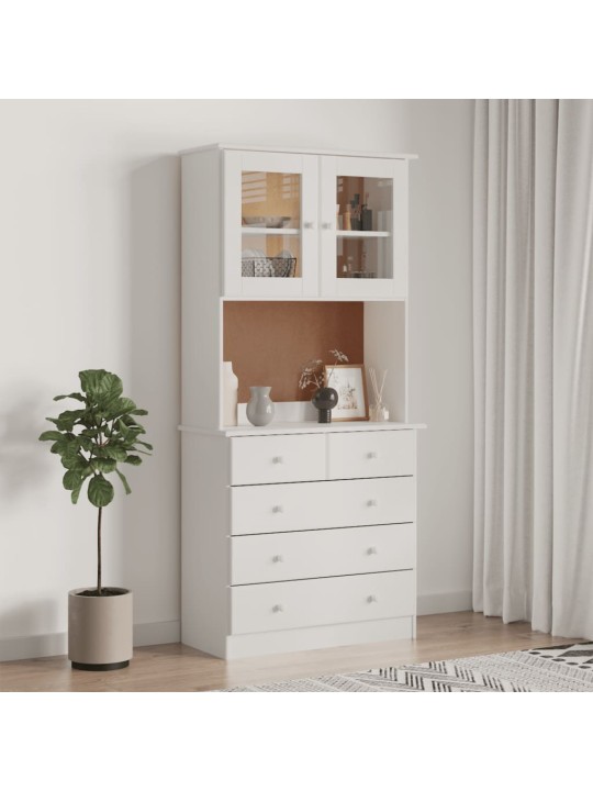 Kredenc ALTA bílý 77 x 35 x 165 cm masivní borové dřevo