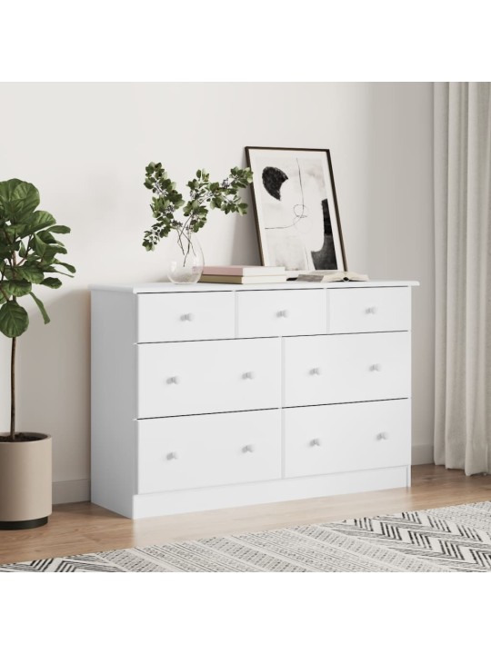Komoda ALTA bílá 112 x 35 x 73 cm masivní borové dřevo