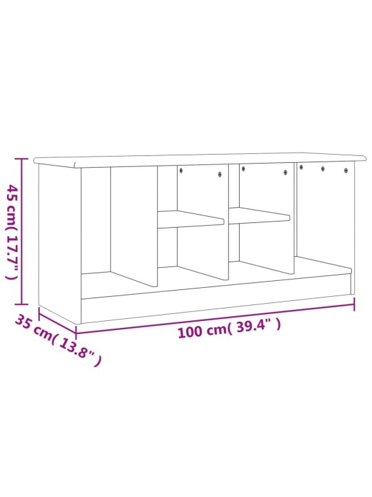 Lavice s botníkem ALTA bílá 100x35x45 cm masivní borové dřevo