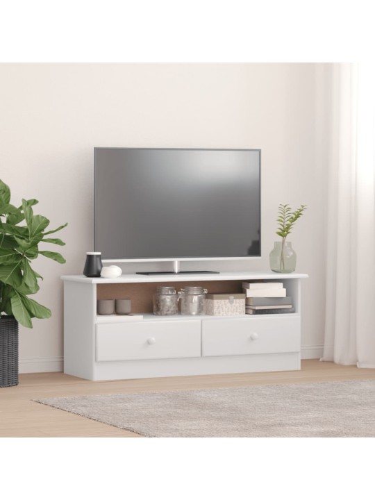 TV skříňka se zásuvkami ALTA bílá 100x35x41 cm masivní borovice