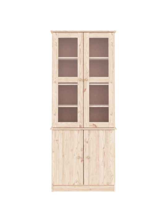 Prosklená vitrína ALTA 77 x 35 x 186,5 cm masivní borové dřevo