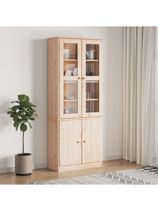 Prosklená vitrína ALTA 77 x 35 x 186,5 cm masivní borové dřevo