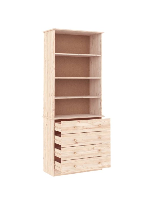 Knihovna se zásuvkami ALTA 77x35x186,5 cm masivní borové dřevo