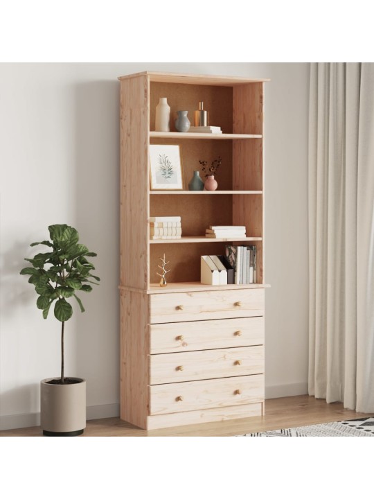 Knihovna se zásuvkami ALTA 77x35x186,5 cm masivní borové dřevo