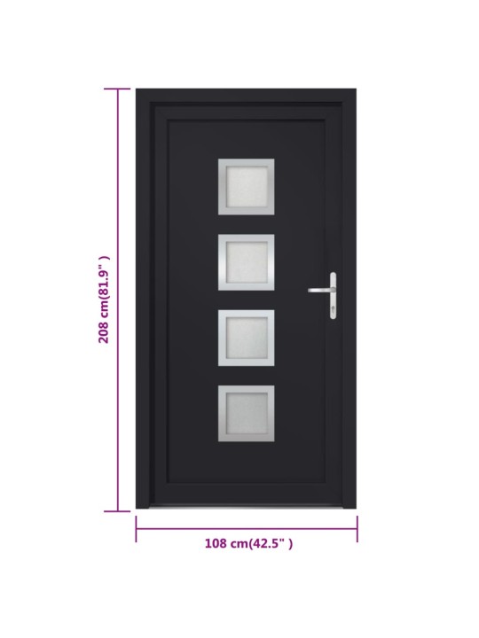 Vchodové dveře antracitové 108 x 208 cm pvc